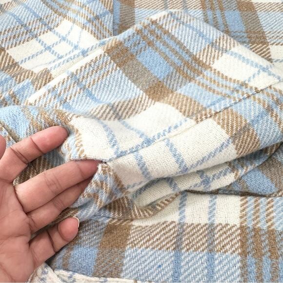 Liv & Lottie Cream Plaid Shirt Jacket size Small Oversized Preppy Boutique - Picture 6 of 6